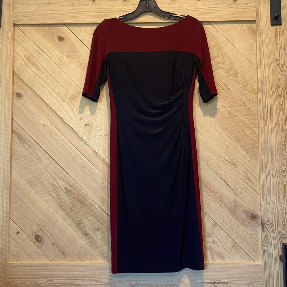 Chaps burgundy and black dress